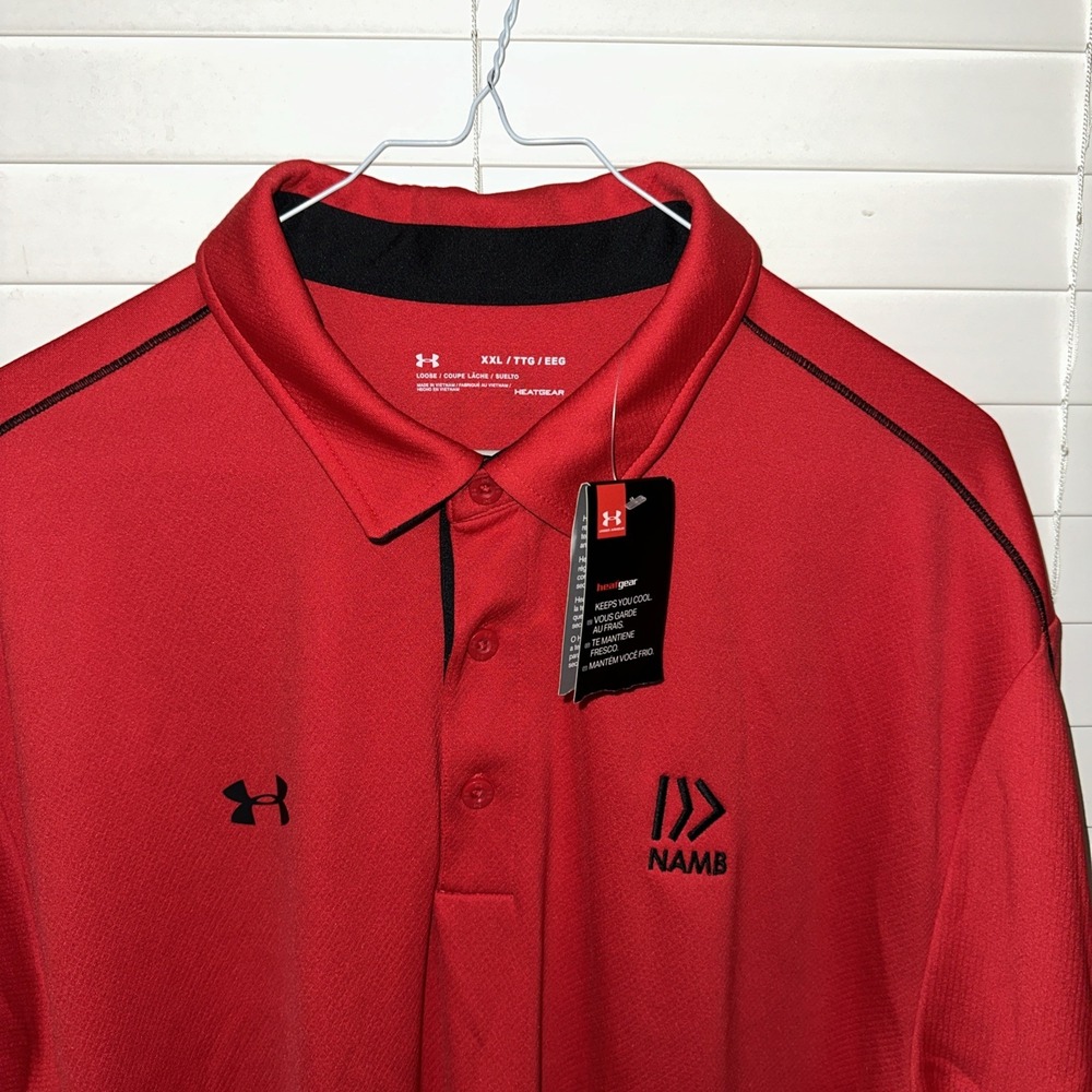 Under Armour Heatgear Polo Short Sleeve Loose Shirt Red Size 2XL -- Monogrammed